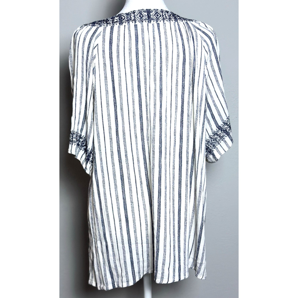 Knox Rose Womens Cream Navy Stripped Bohemian‎ Womens Casual Oversized Top XXL - Picture 13 of 16